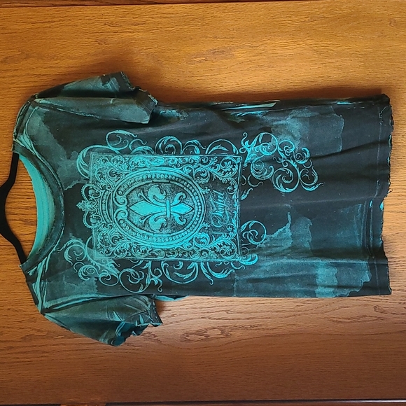 Sinful Tops - Sinful T-Shirt Women's Size Large Distressed 100%Cotton Turquoise
